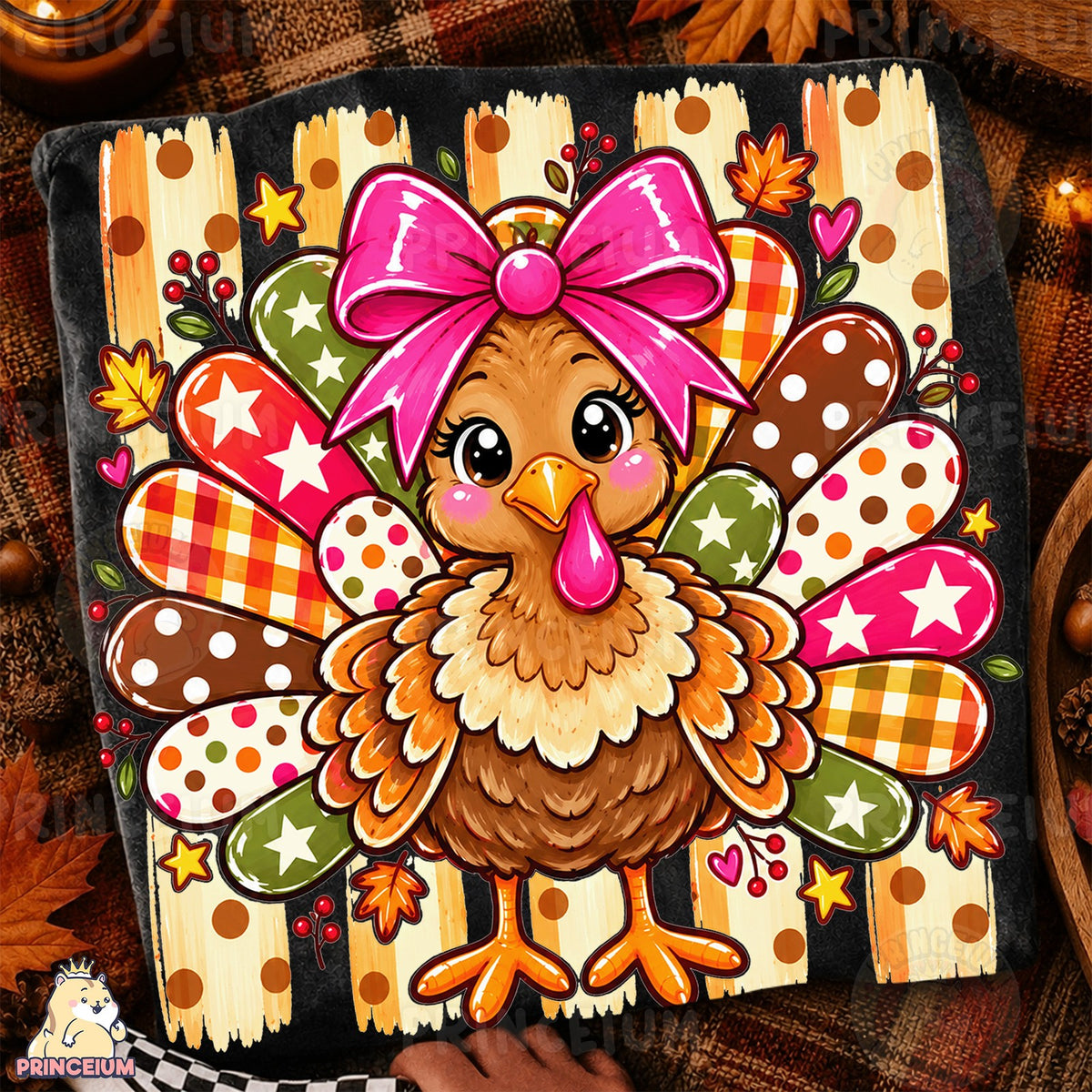 Preppy Turkey With Pink Bow
