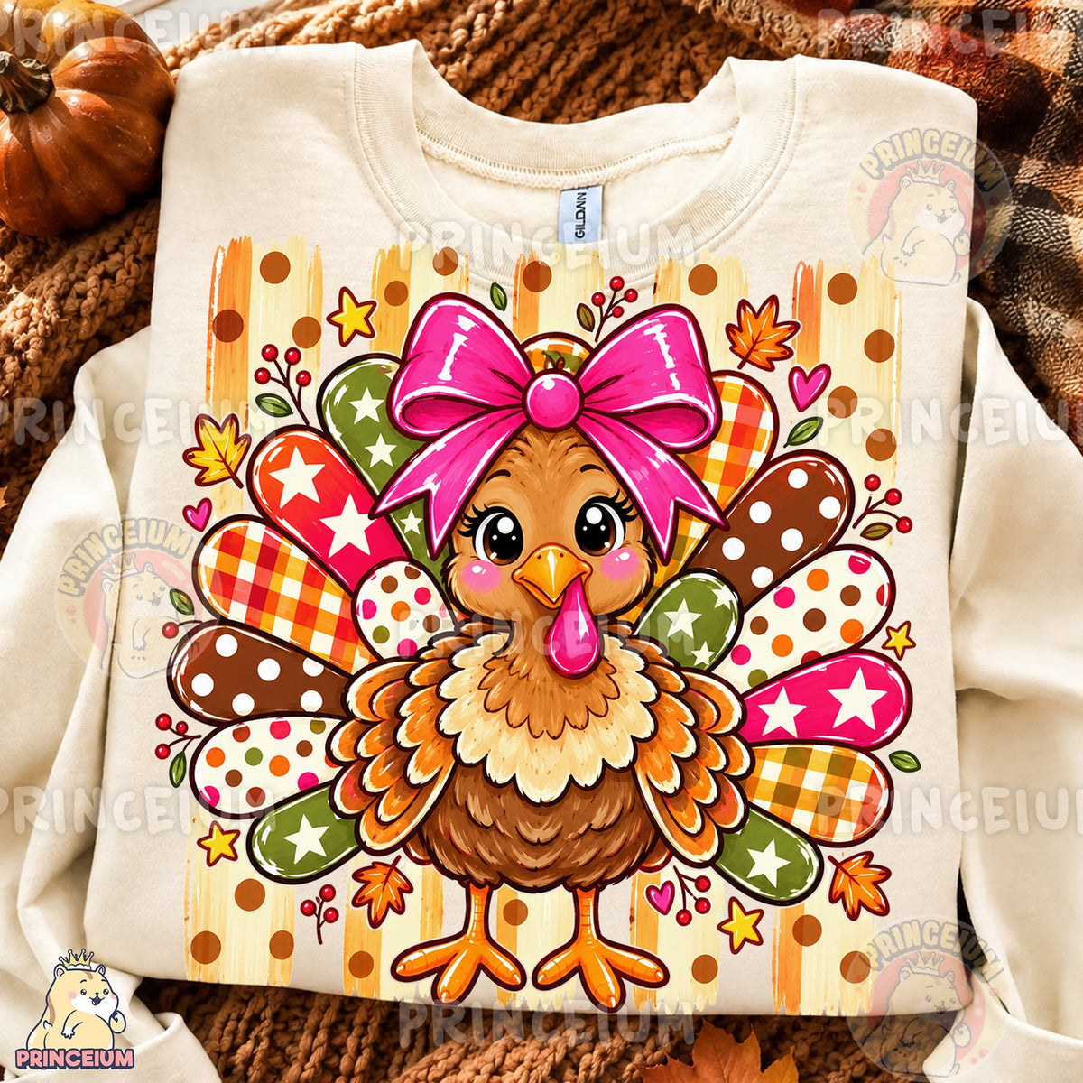Preppy Turkey With Pink Bow