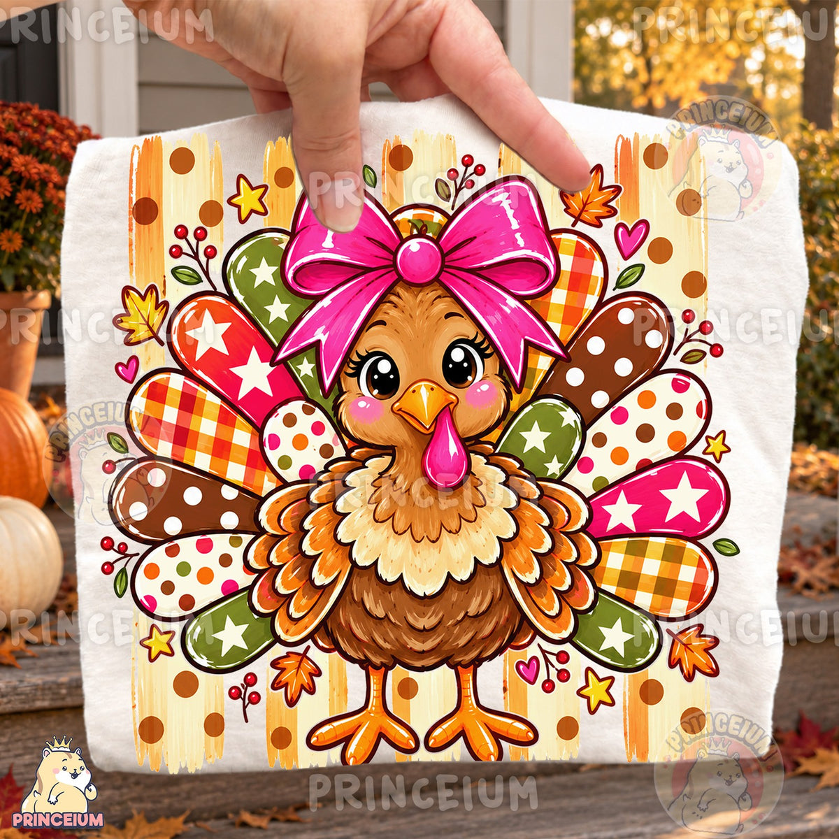 Preppy Turkey With Pink Bow