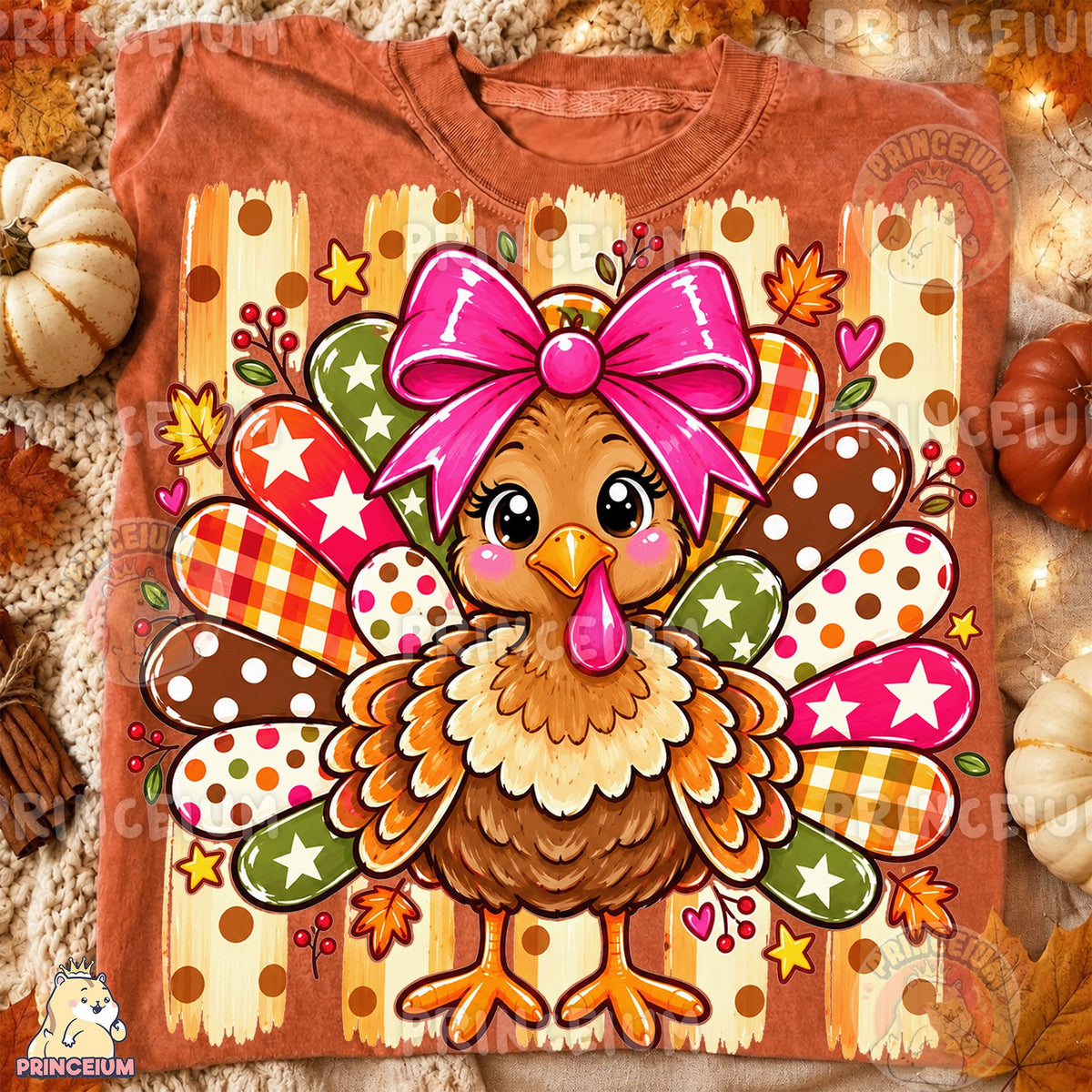 Preppy Turkey With Pink Bow