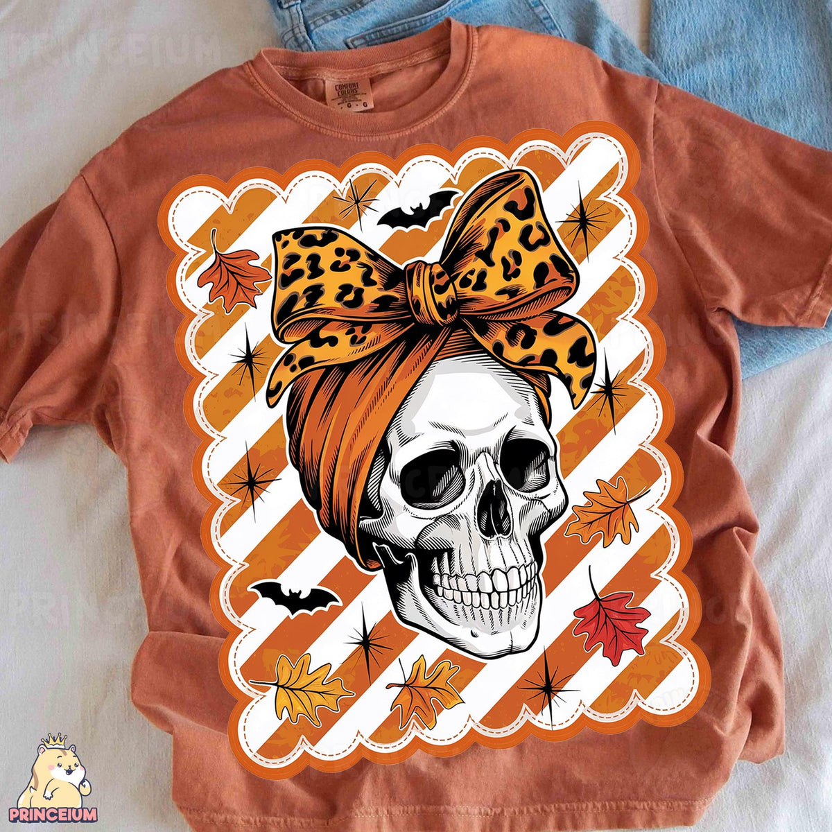 Halloween Skull with Leopard Bow