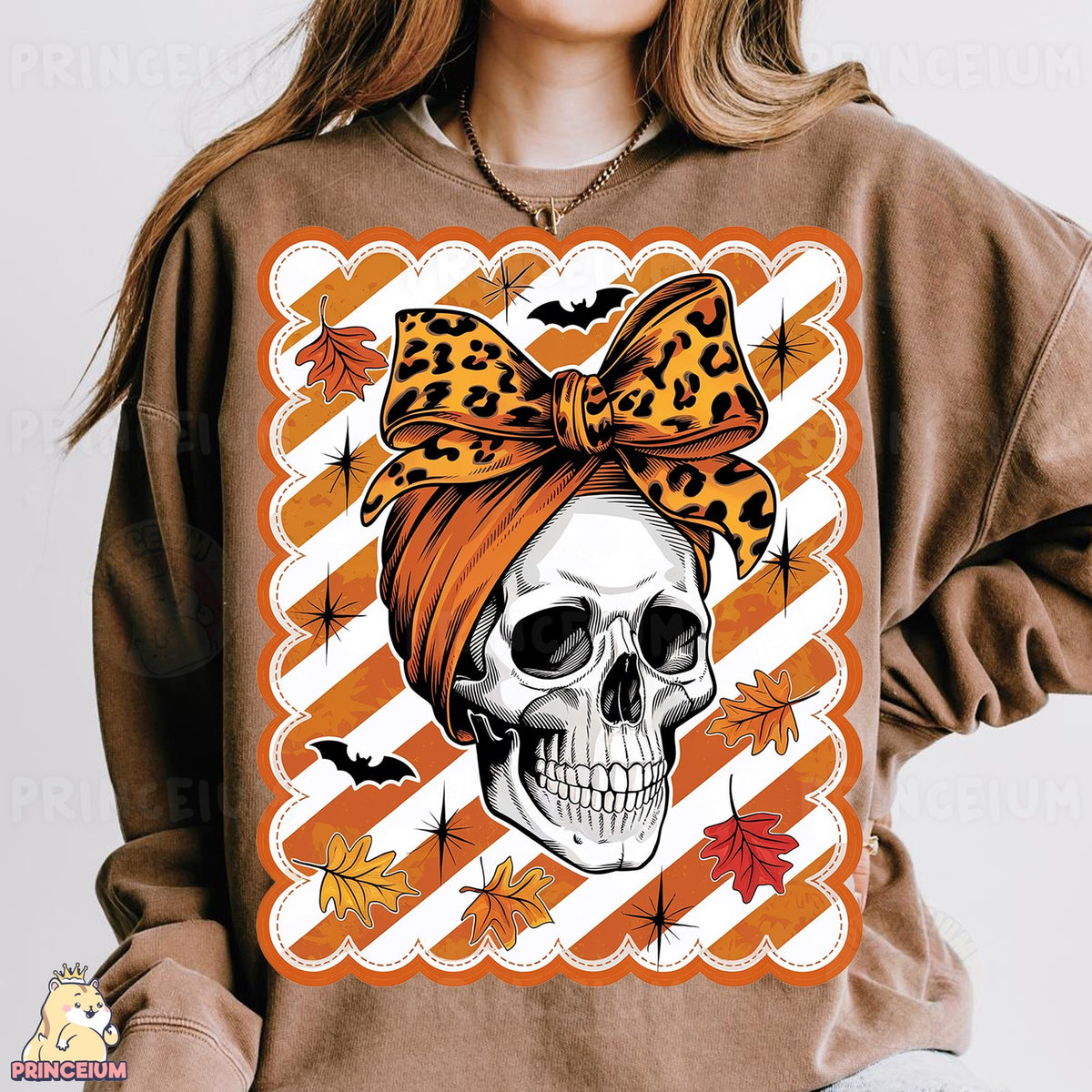 Halloween Skull with Leopard Bow