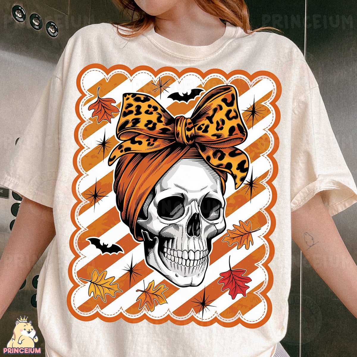Halloween Skull with Leopard Bow
