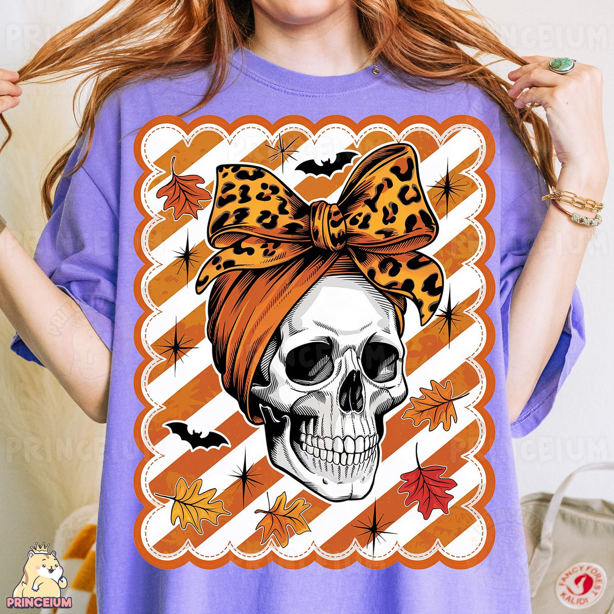 Halloween Skull with Leopard Bow