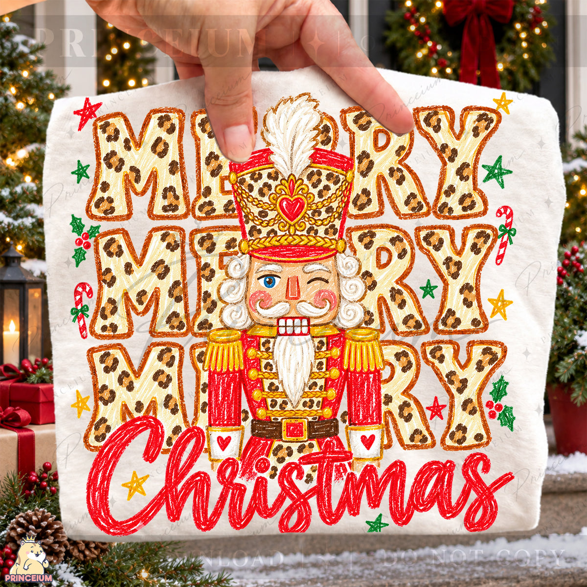 Leopard Print Nutcracker Christmas PNG Merry Christmas Design | Digital Download