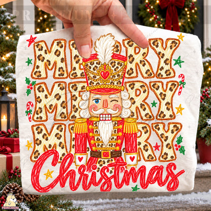 Leopard Print Nutcracker Christmas PNG Merry Christmas Design | Digital Download