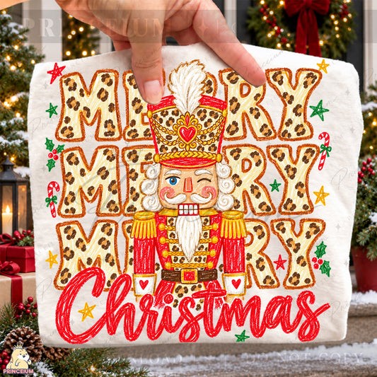 Leopard Print Nutcracker Christmas PNG Merry Christmas Design | Digital Download