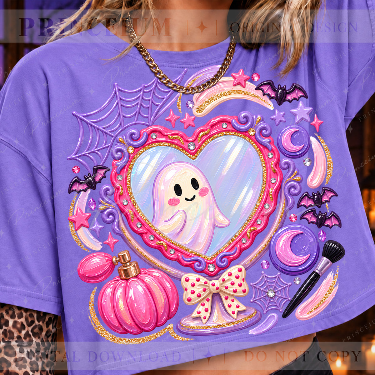 Ghost Mirror Halloween PNG – Pink & Purple Coquette Design | Digital Download