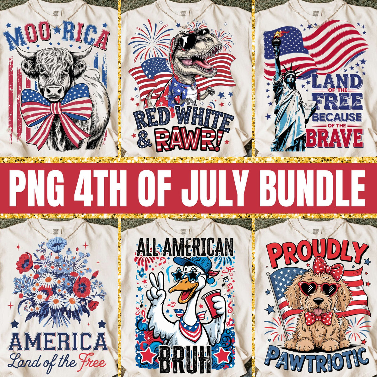Moo-rica & Red White & Rawr 4th of July Bundle