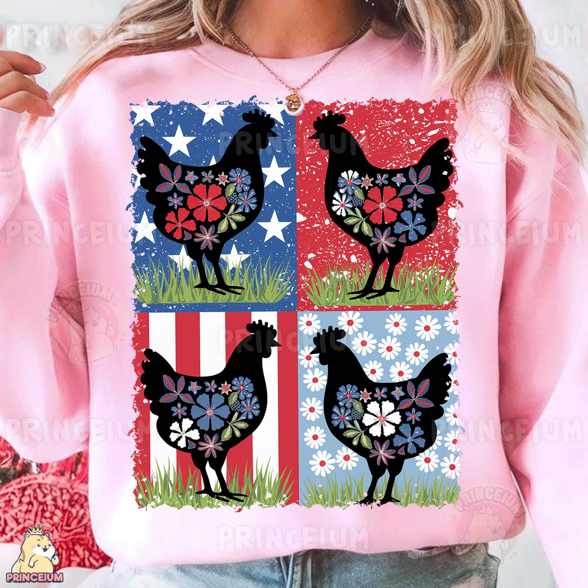 Patriotic Floral Hens