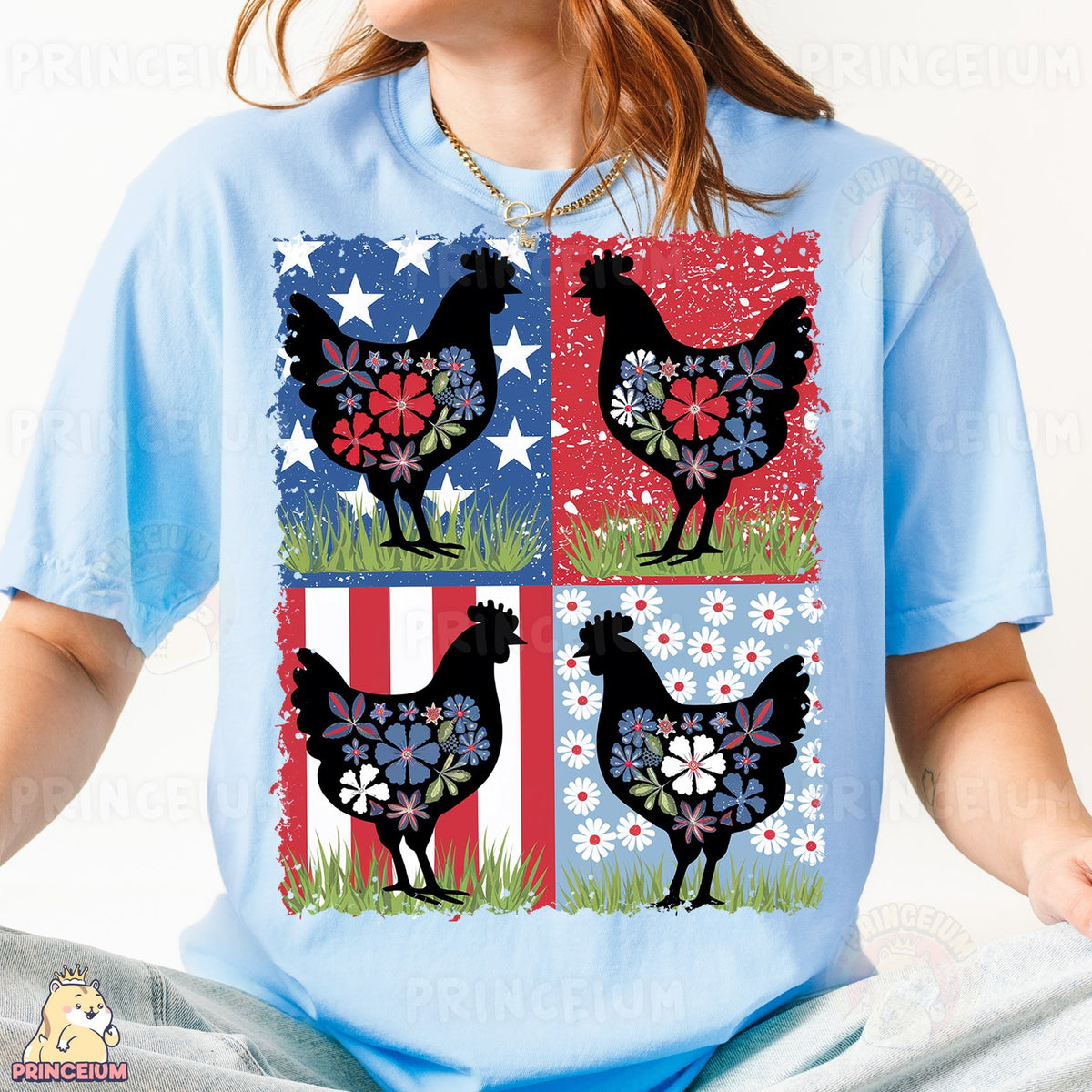 Patriotic Floral Hens