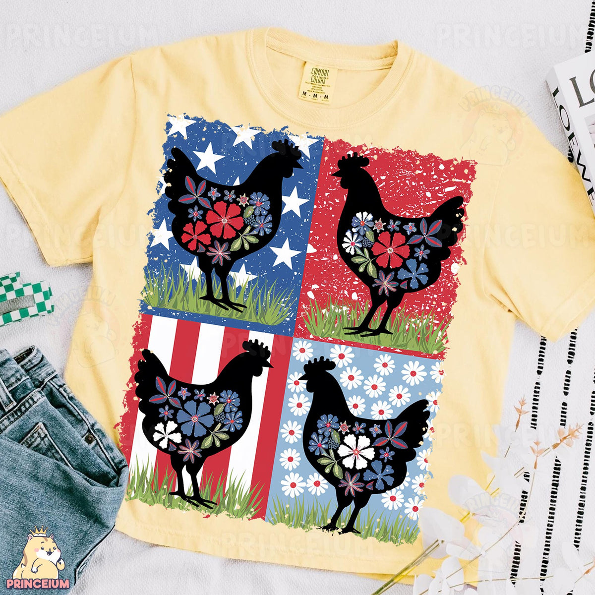 Patriotic Floral Hens