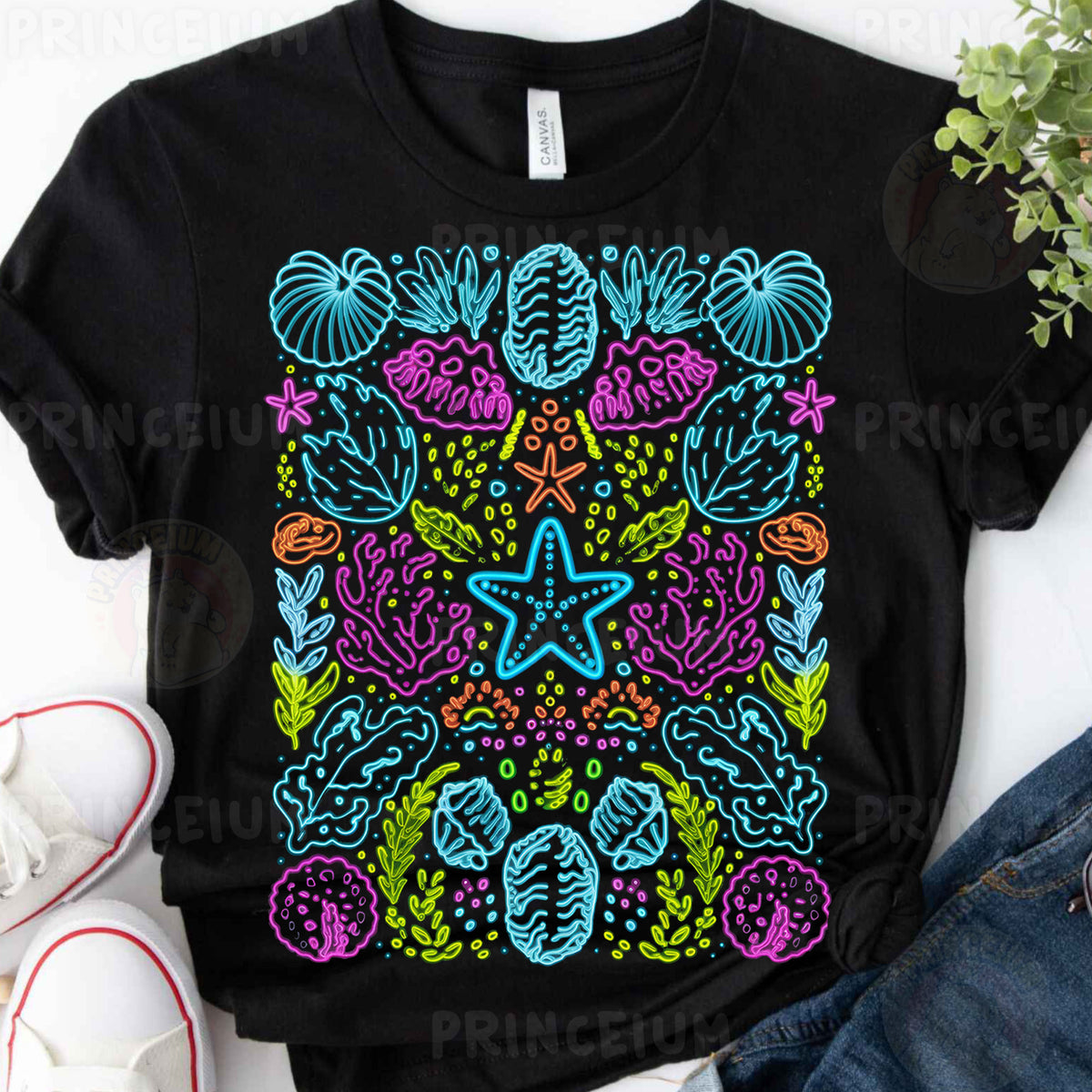 a t - shirt with a colorful design on it