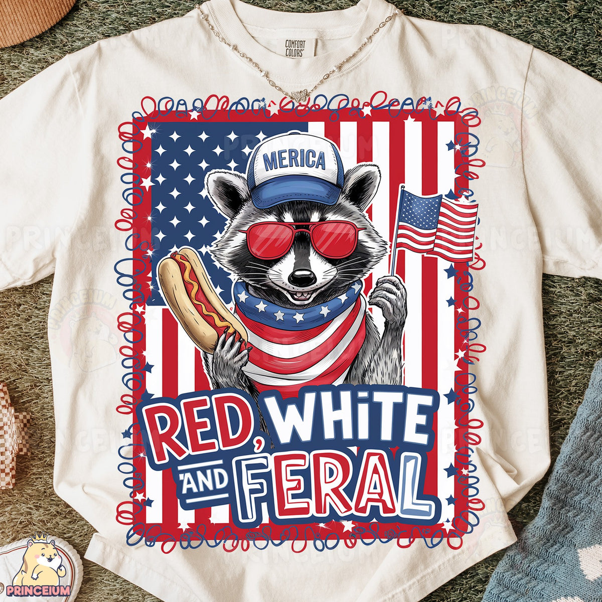 Red White and Feral Raccoon