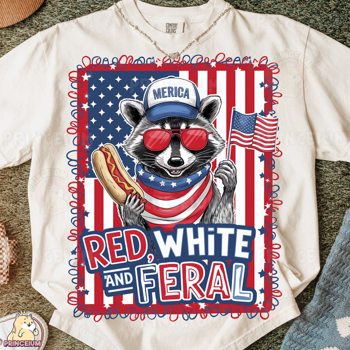Red White and Feral Raccoon