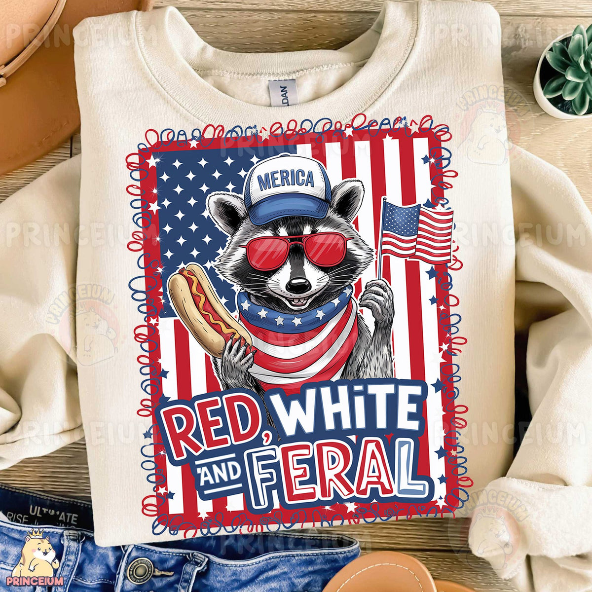 Red White and Feral Raccoon