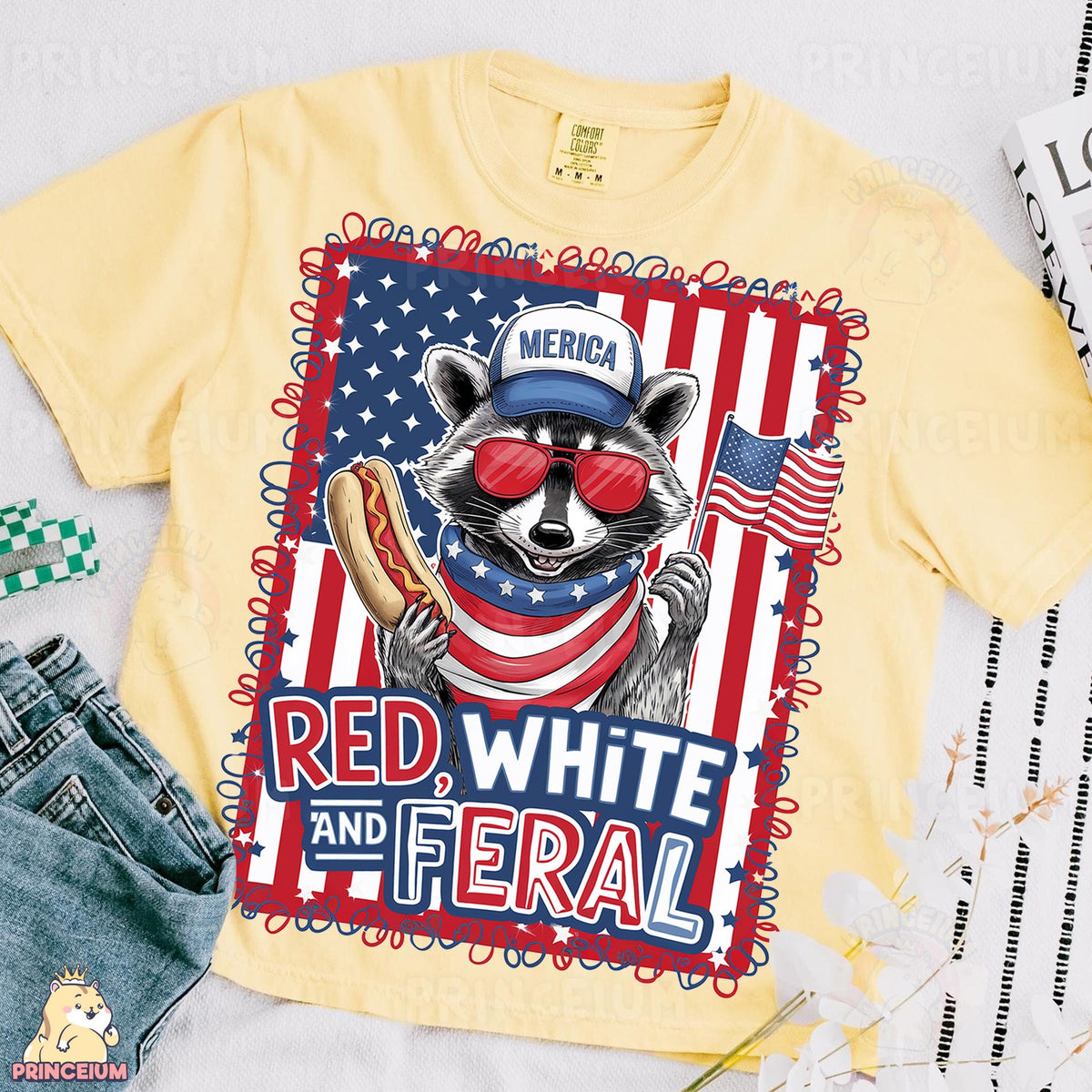 Red White and Feral Raccoon