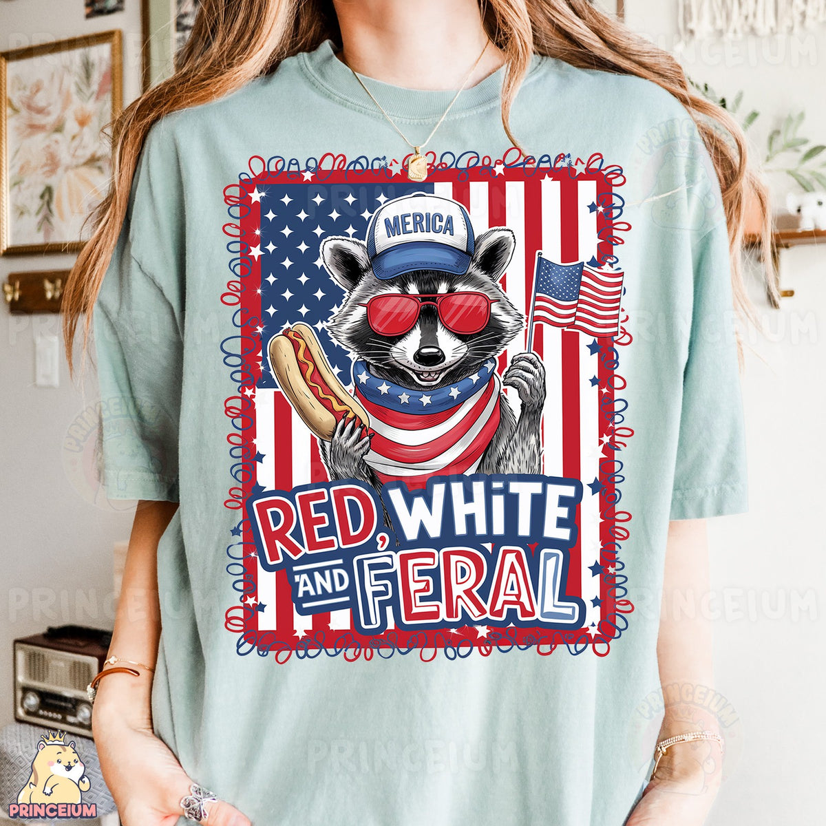 Red White and Feral Raccoon