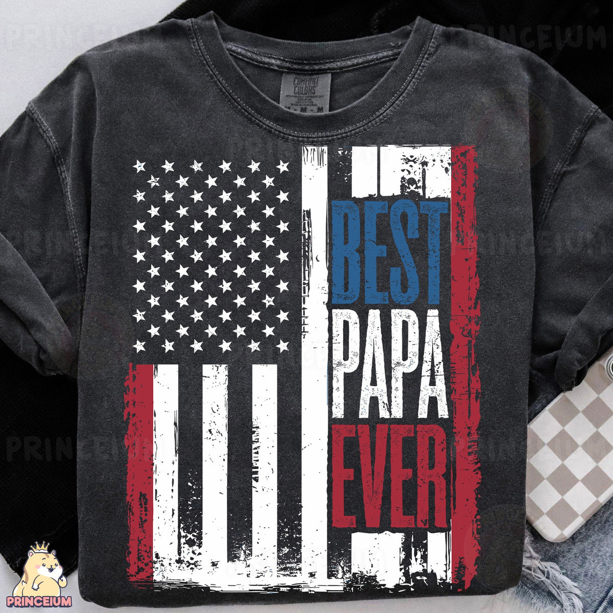 Best Papa Ever American Flag