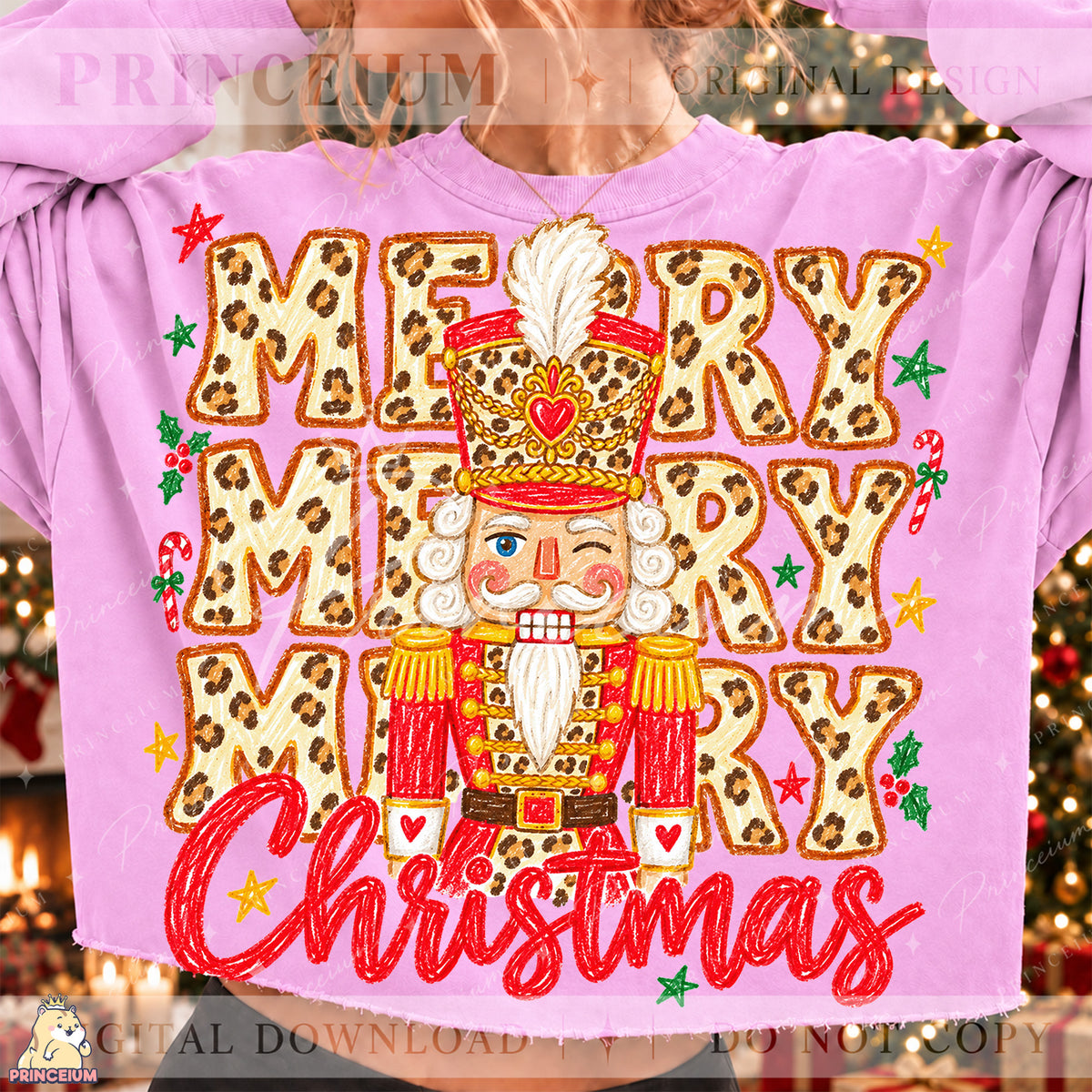 Leopard Print Nutcracker Christmas PNG Merry Christmas Design | Digital Download