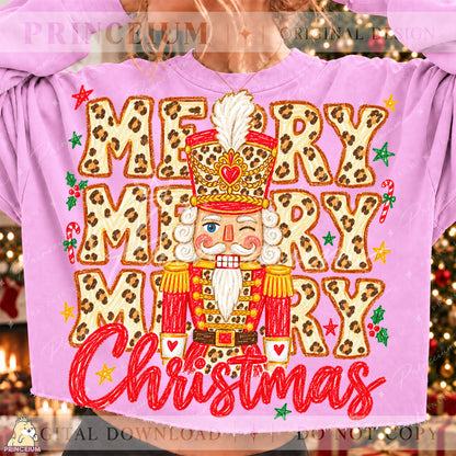 Leopard Print Nutcracker Christmas PNG Merry Christmas Design | Digital Download