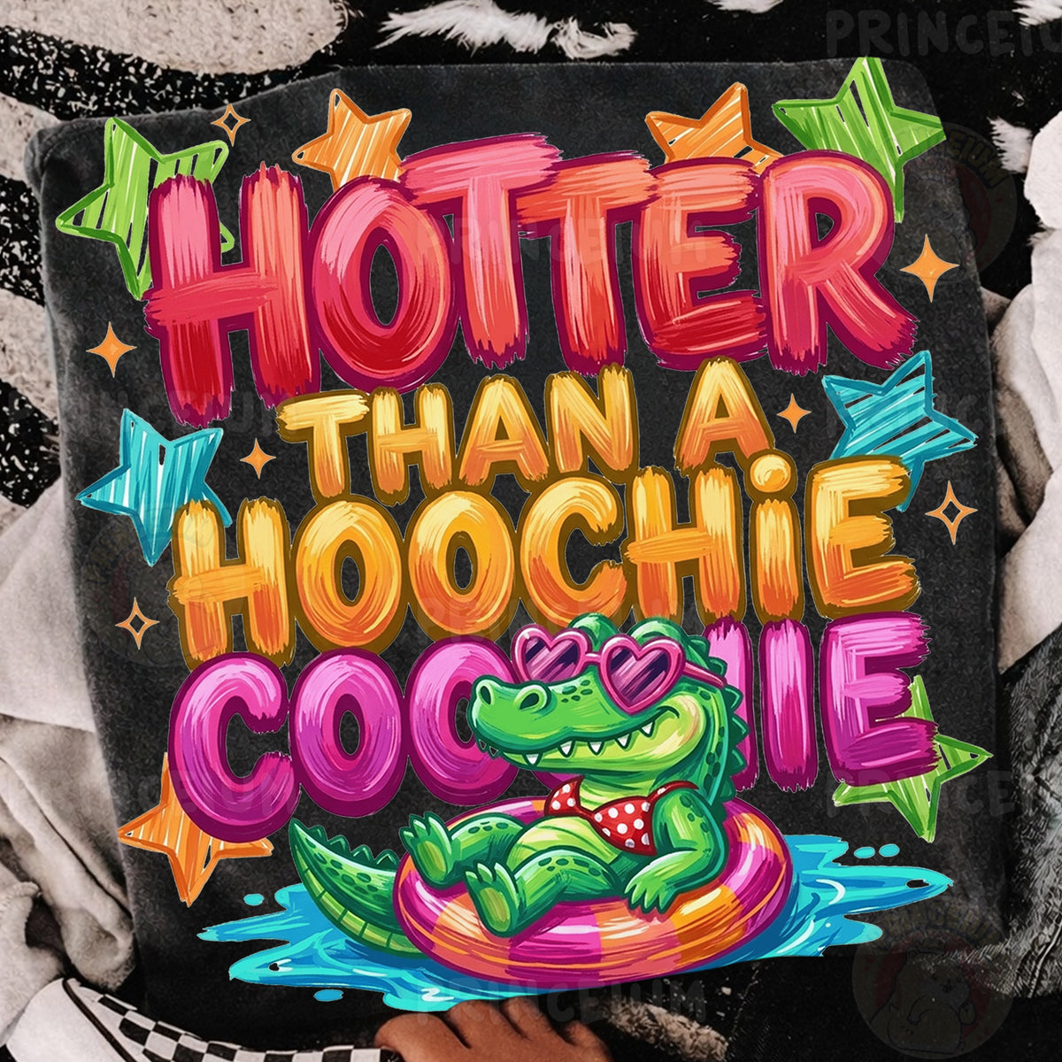 Hotter Than A Hoochie Coochie Sublimation Design PNG | Funny Alligator Pool Float Digital Download