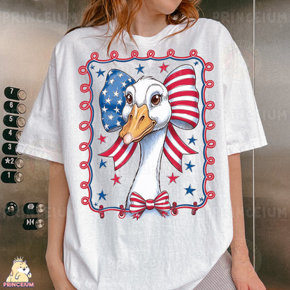 a woman wearing a t - shirt with an eagle on it