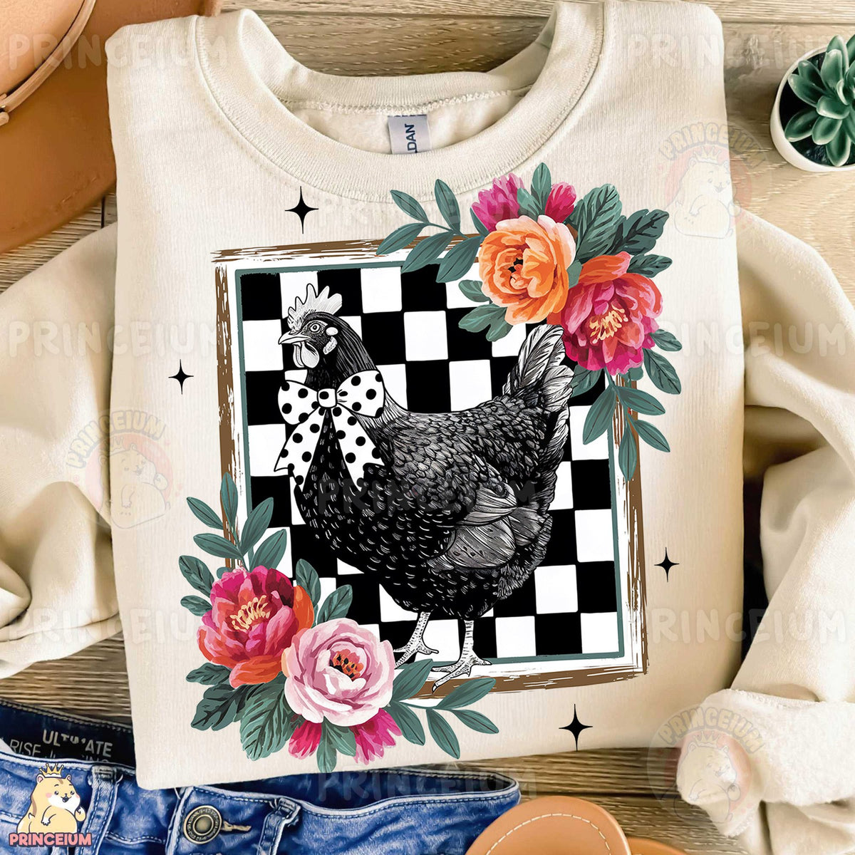 Floral Checkered Chicken