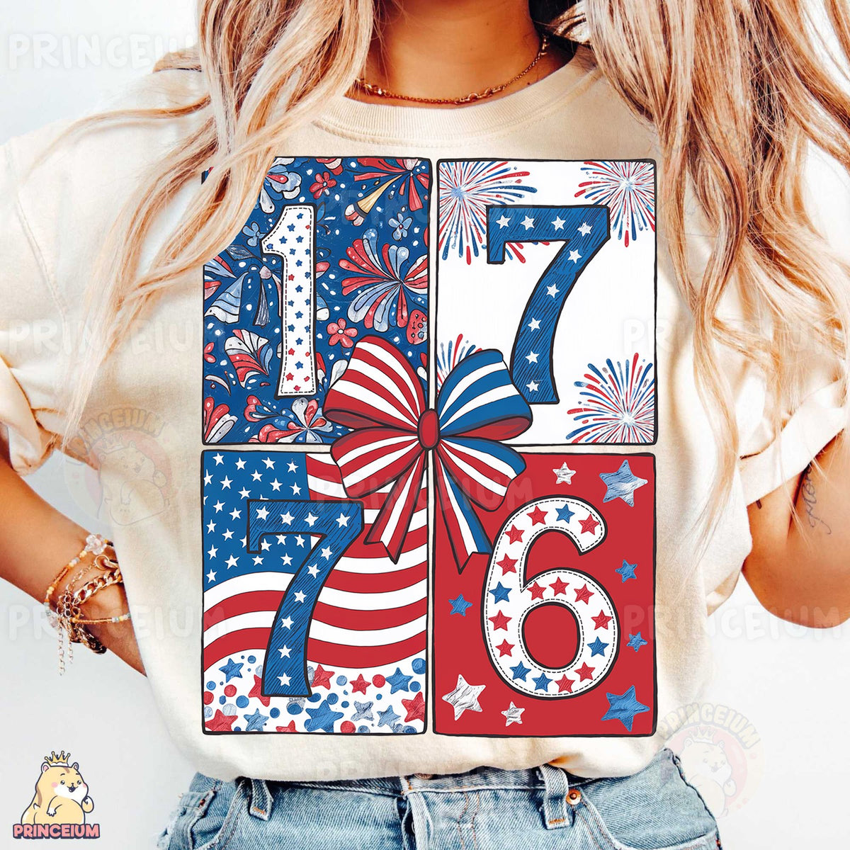 1776 Patriotic Patchwork Bow