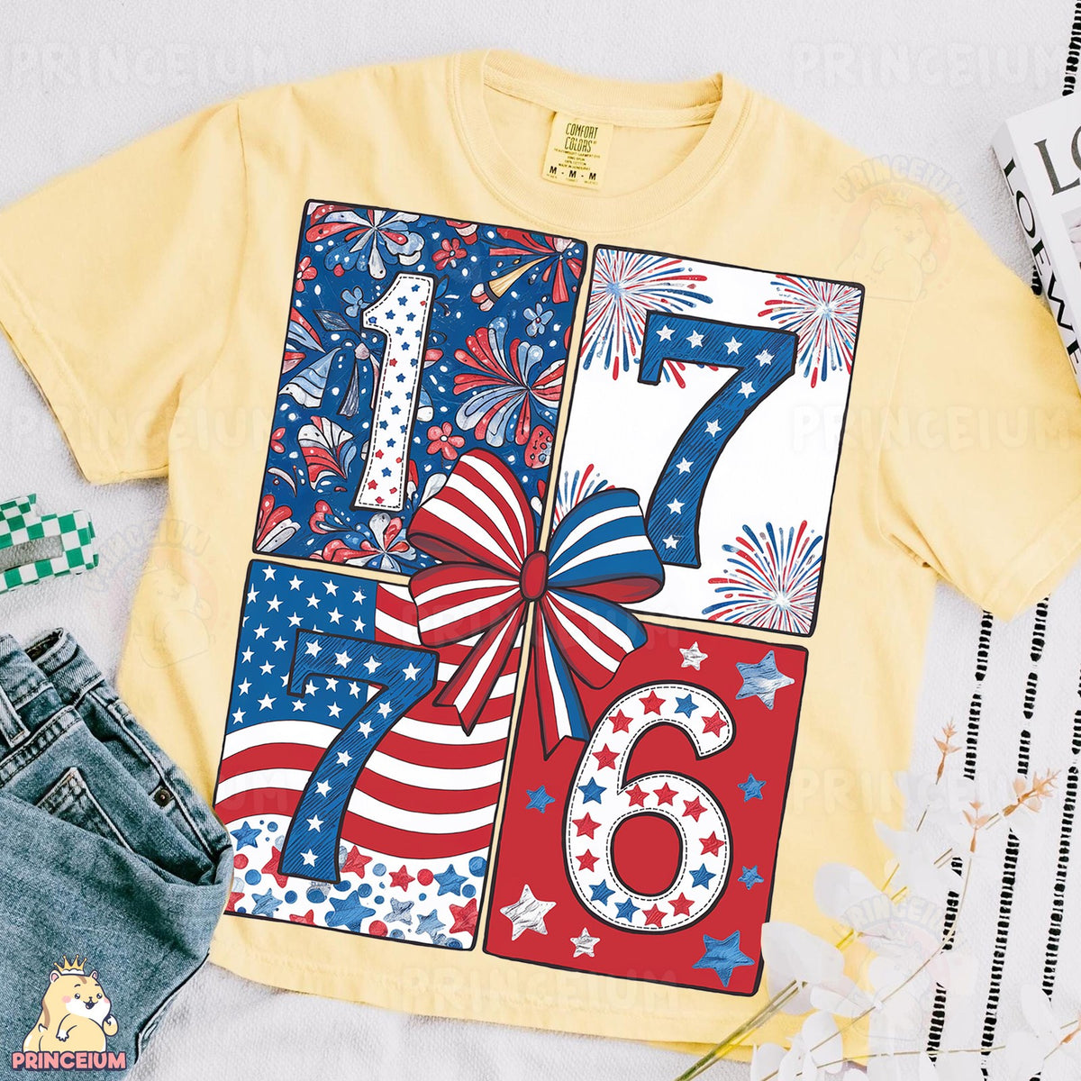 1776 Patriotic Patchwork Bow