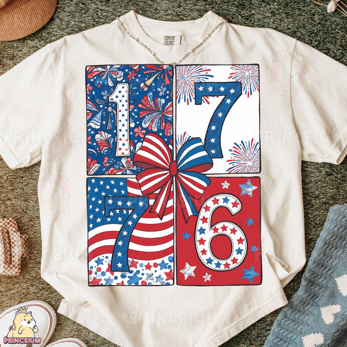 1776 Patriotic Patchwork Bow