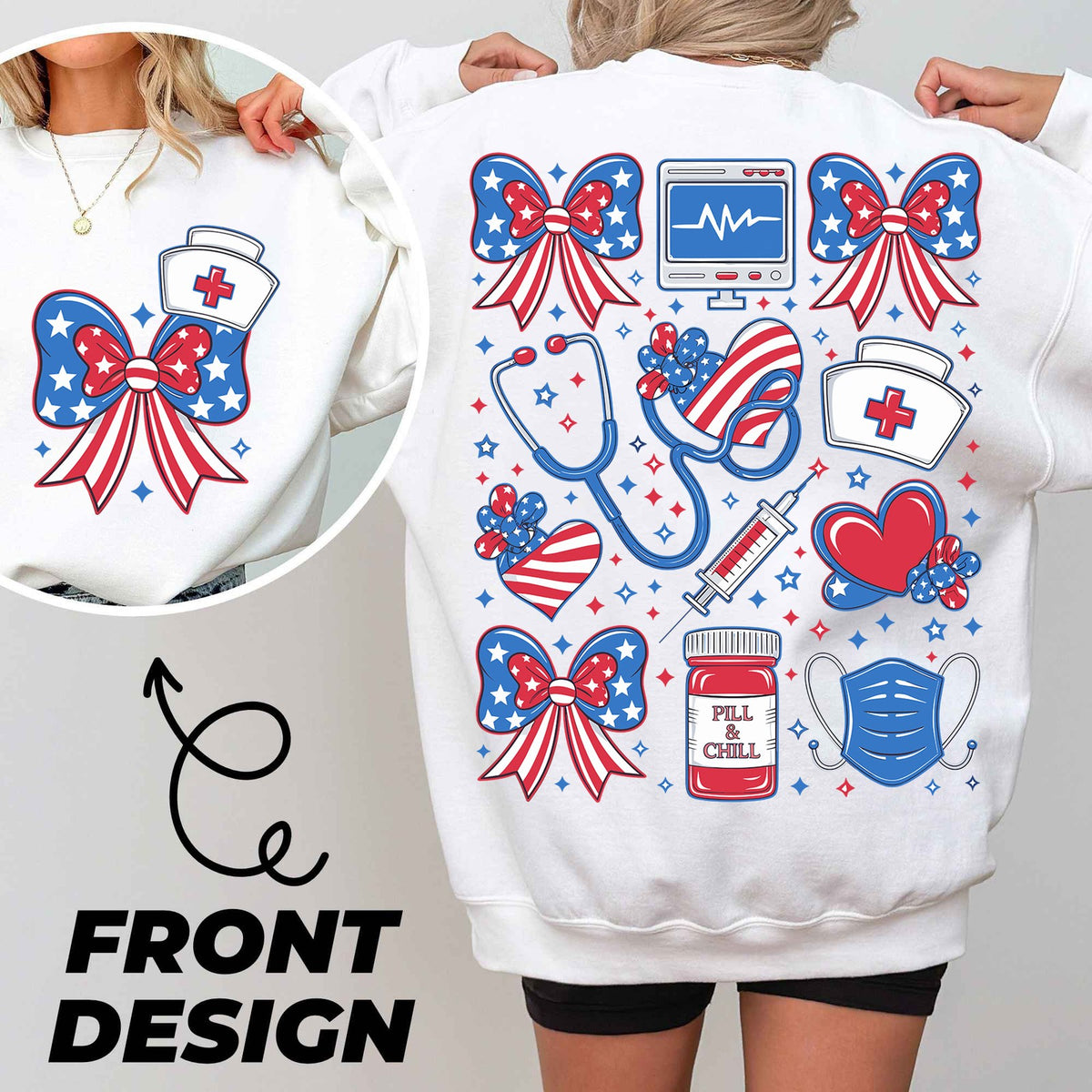 Patriotic Nurse Icons Front and Back
