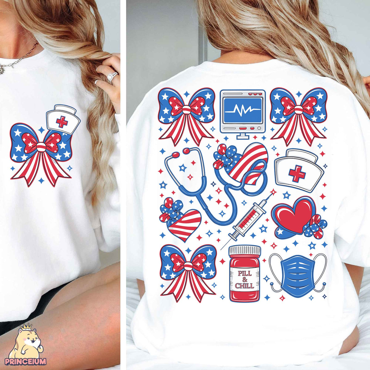 Patriotic Nurse Icons Front and Back