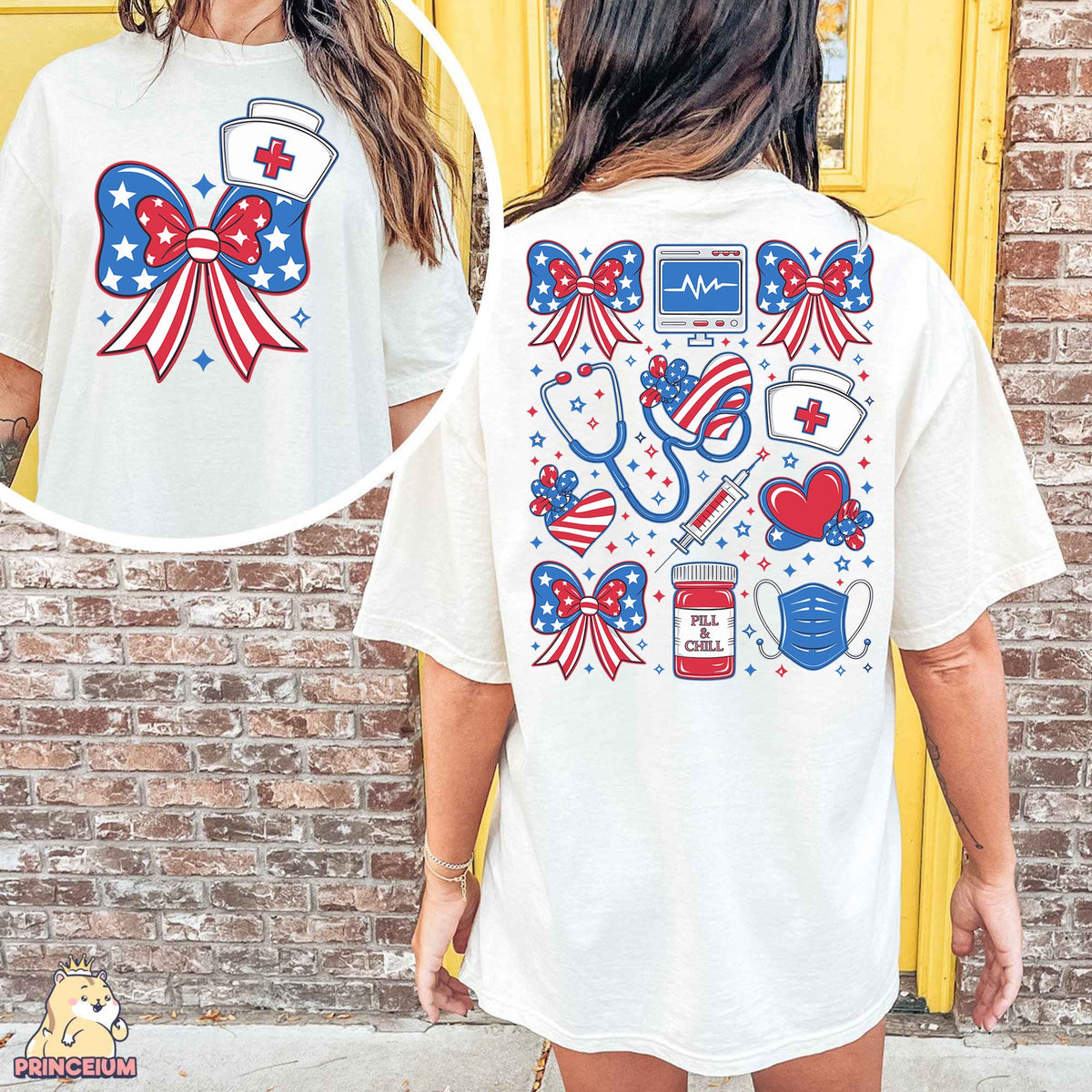 Patriotic Nurse Icons Front and Back