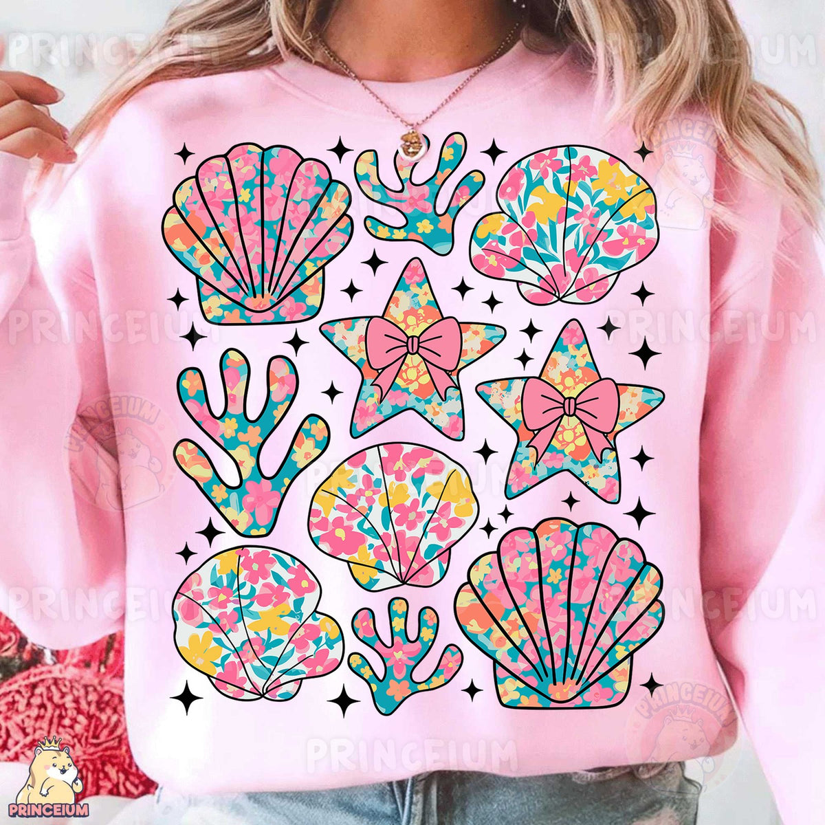 Floral Seashells and Starfish