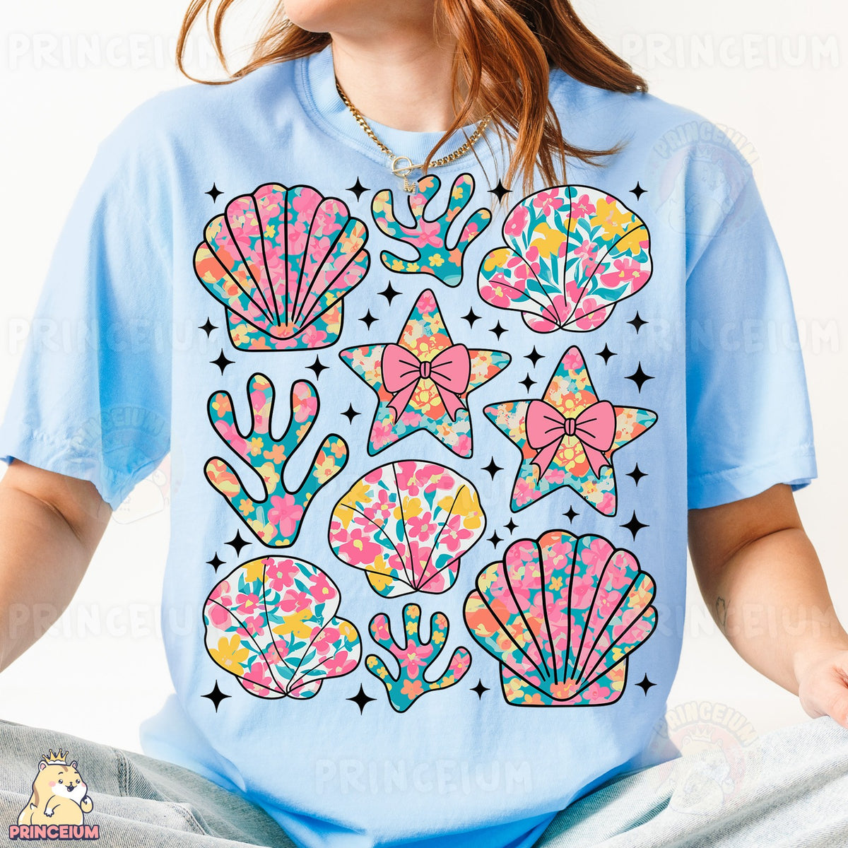Floral Seashells and Starfish