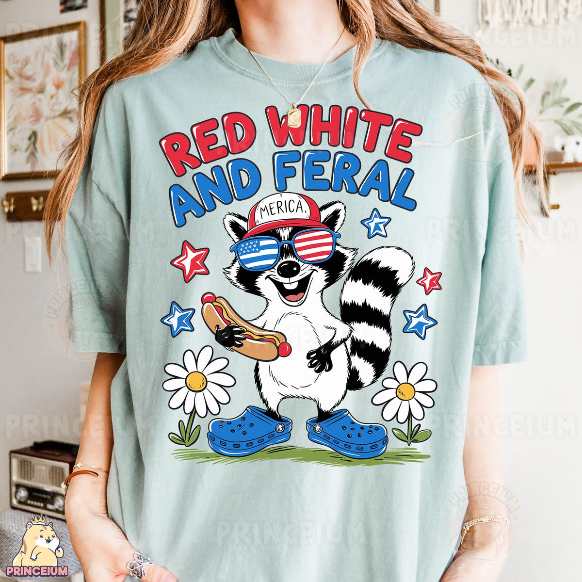 Red White and Feral Raccoon