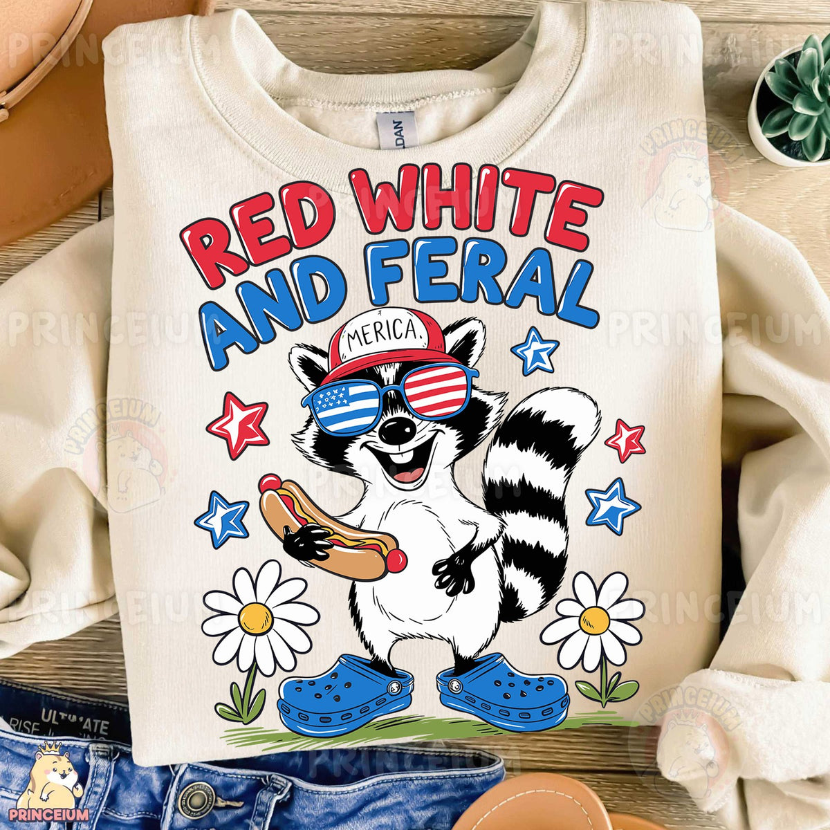 Red White and Feral Raccoon
