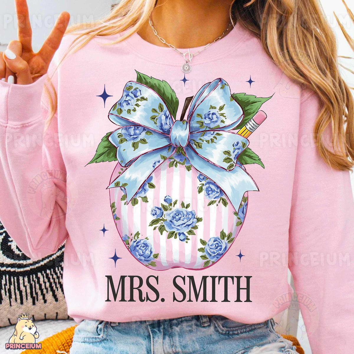 Mrs. Smith Floral Apple Teacher