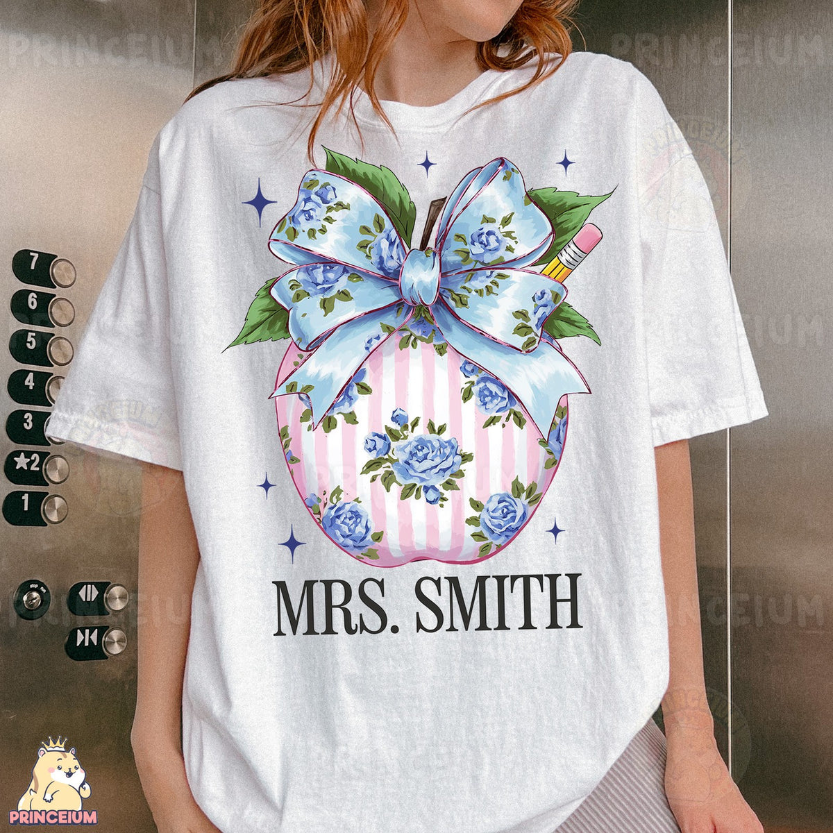 Mrs. Smith Floral Apple Teacher