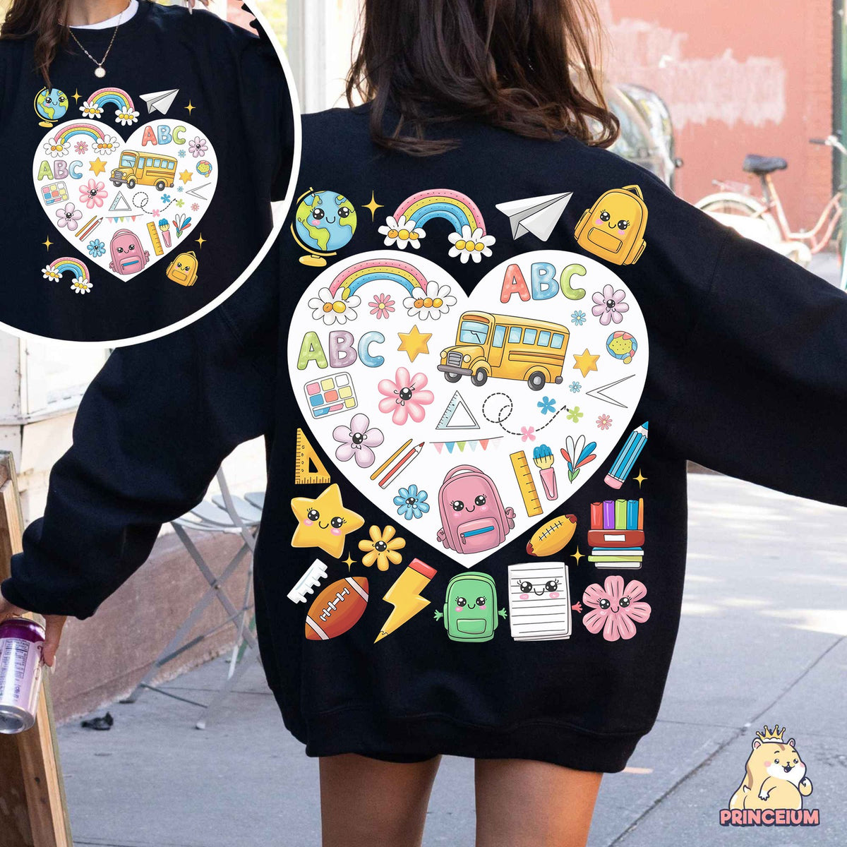 Back to School Heart Collage Front and Back