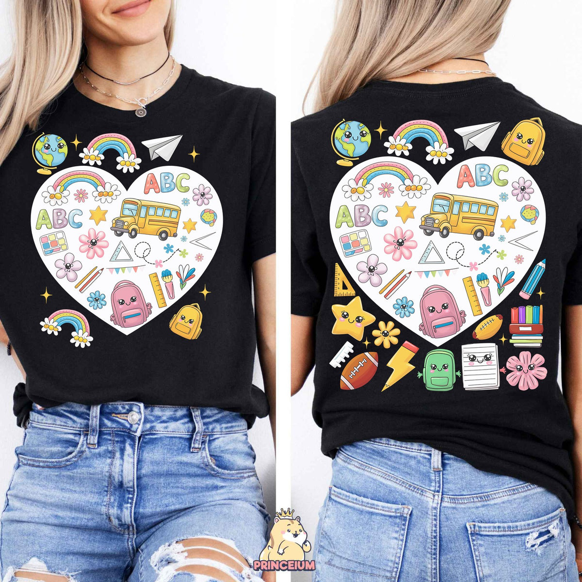 Back to School Heart Collage Front and Back