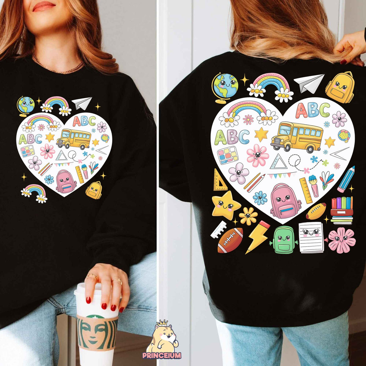 Back to School Heart Collage Front and Back