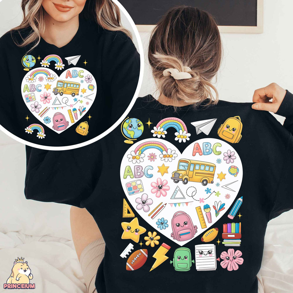 Back to School Heart Collage Front and Back