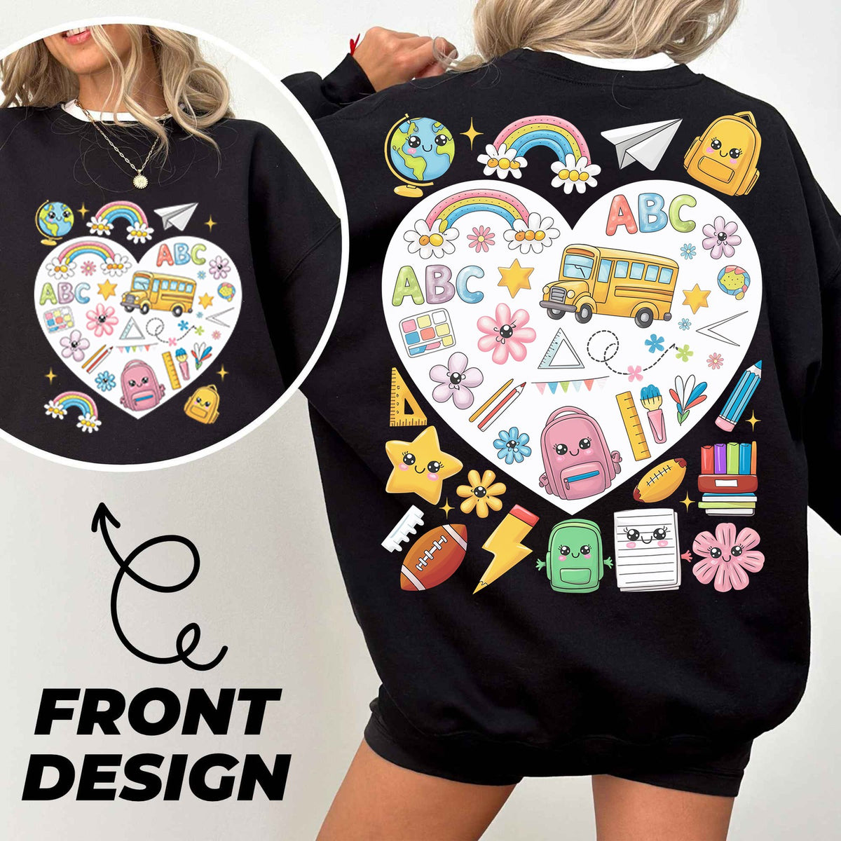 Back to School Heart Collage Front and Back