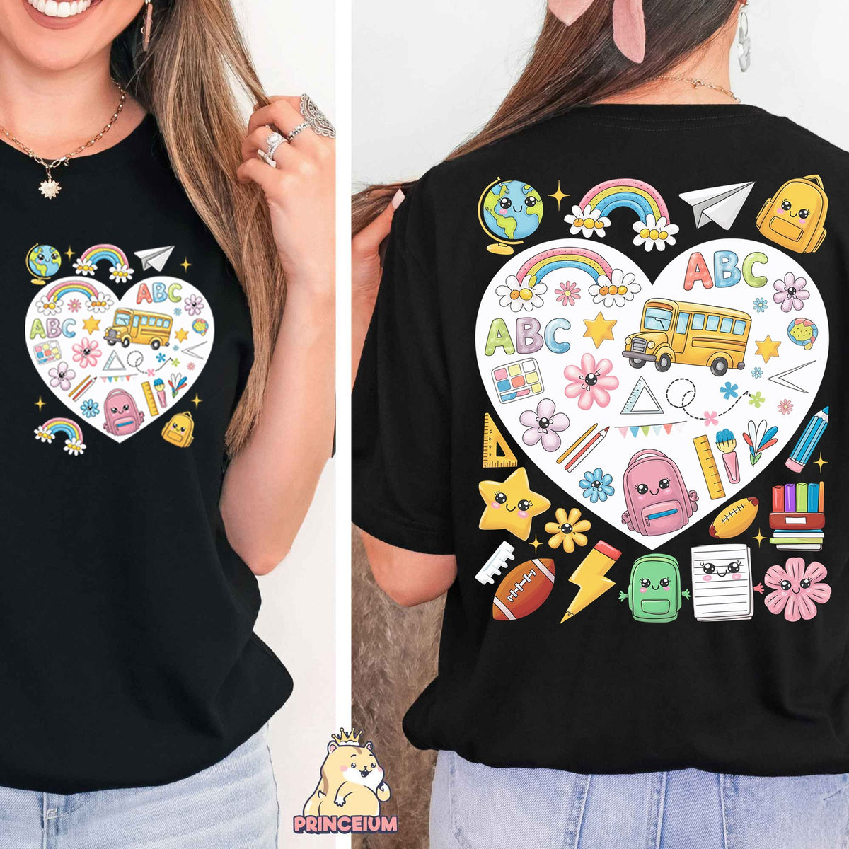 Back to School Heart Collage Front and Back
