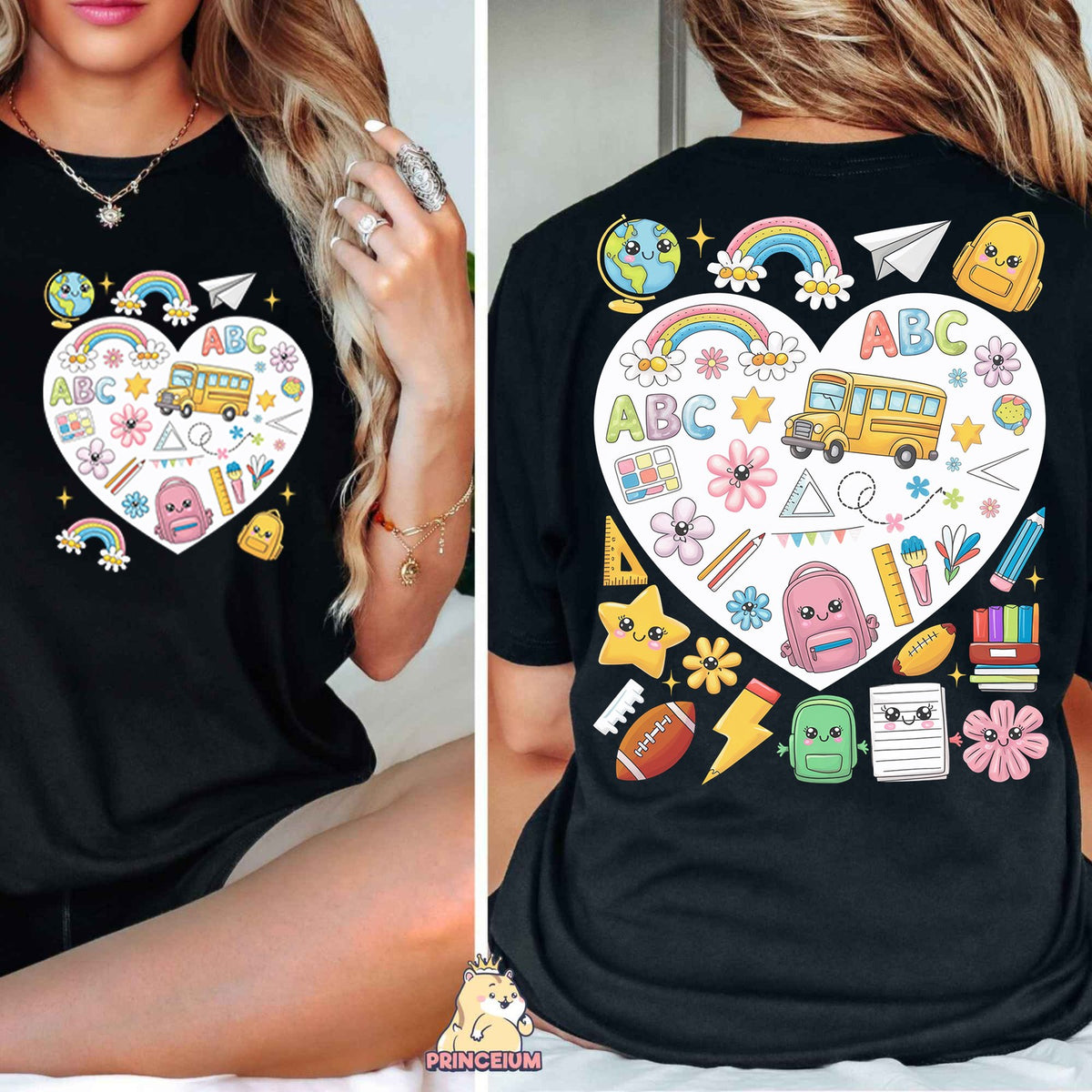 Back to School Heart Collage Front and Back