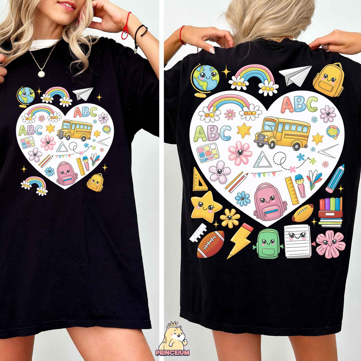 Back to School Heart Collage Front and Back