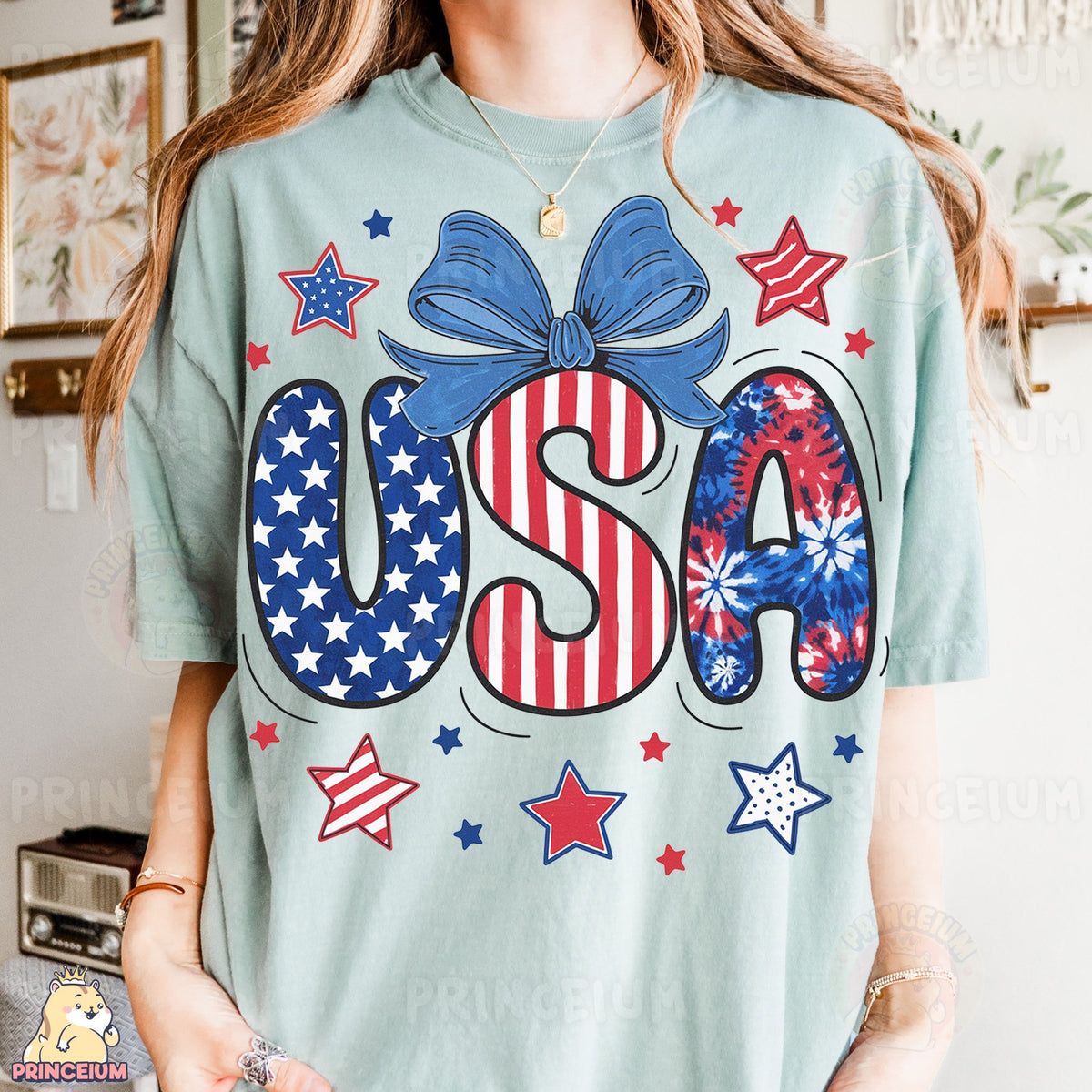 Patriotic USA Coquette Bow