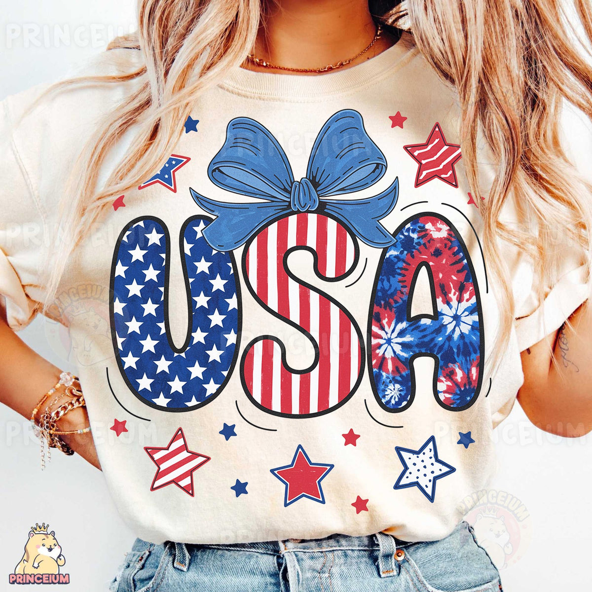 Patriotic USA Coquette Bow